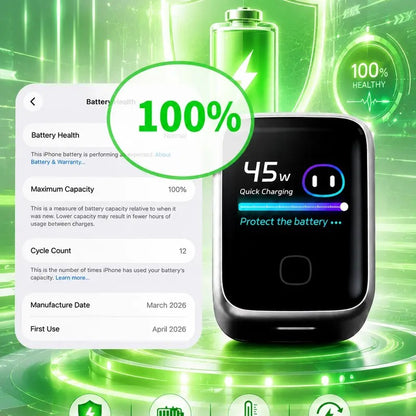 Verysun 45W Smart Display Wall Charger | Foldable Plug, Real-Time Charging Display for iPhone, iPad, MacBook