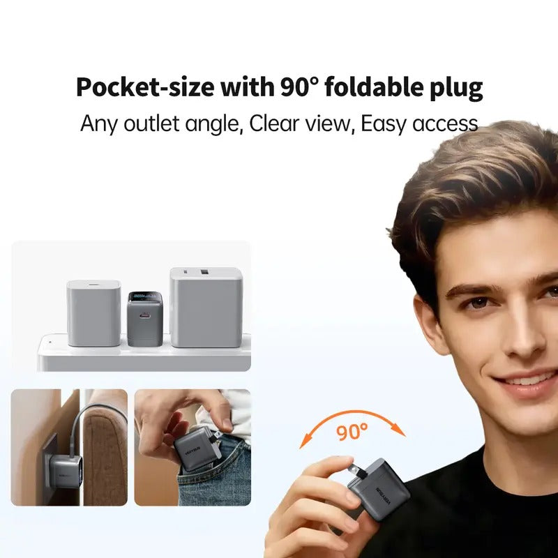 Pocket size charger with foldable plug
