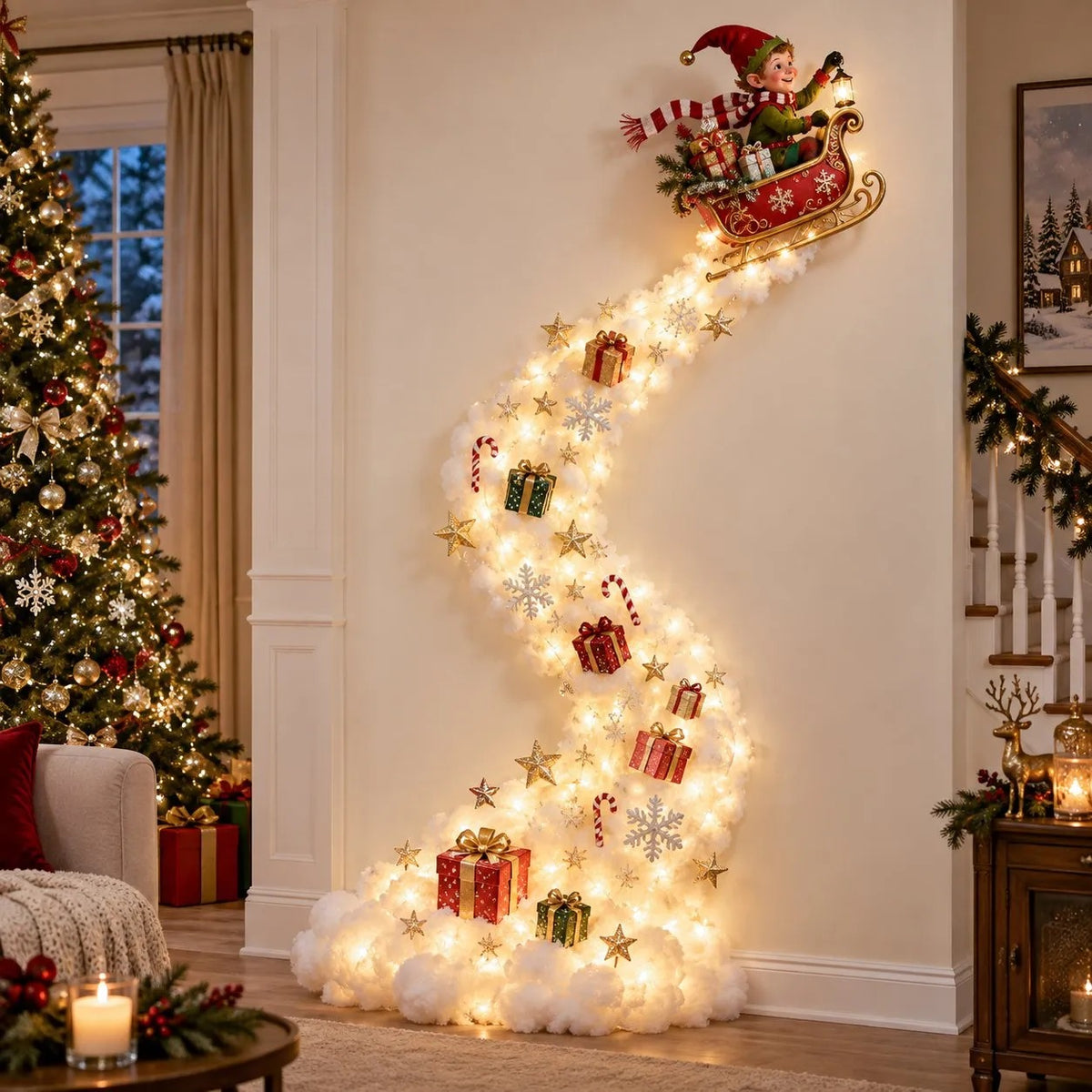 🎄 Christmas Magic Trail Wall Light – Festive LED Hanging Decor