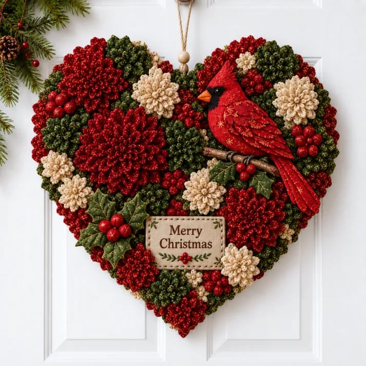 💯🎄✨Christmas Fabric Flower Door Hanging DIY Kit – Layered Holiday Décor(📦Buy 2 Free Shipping)