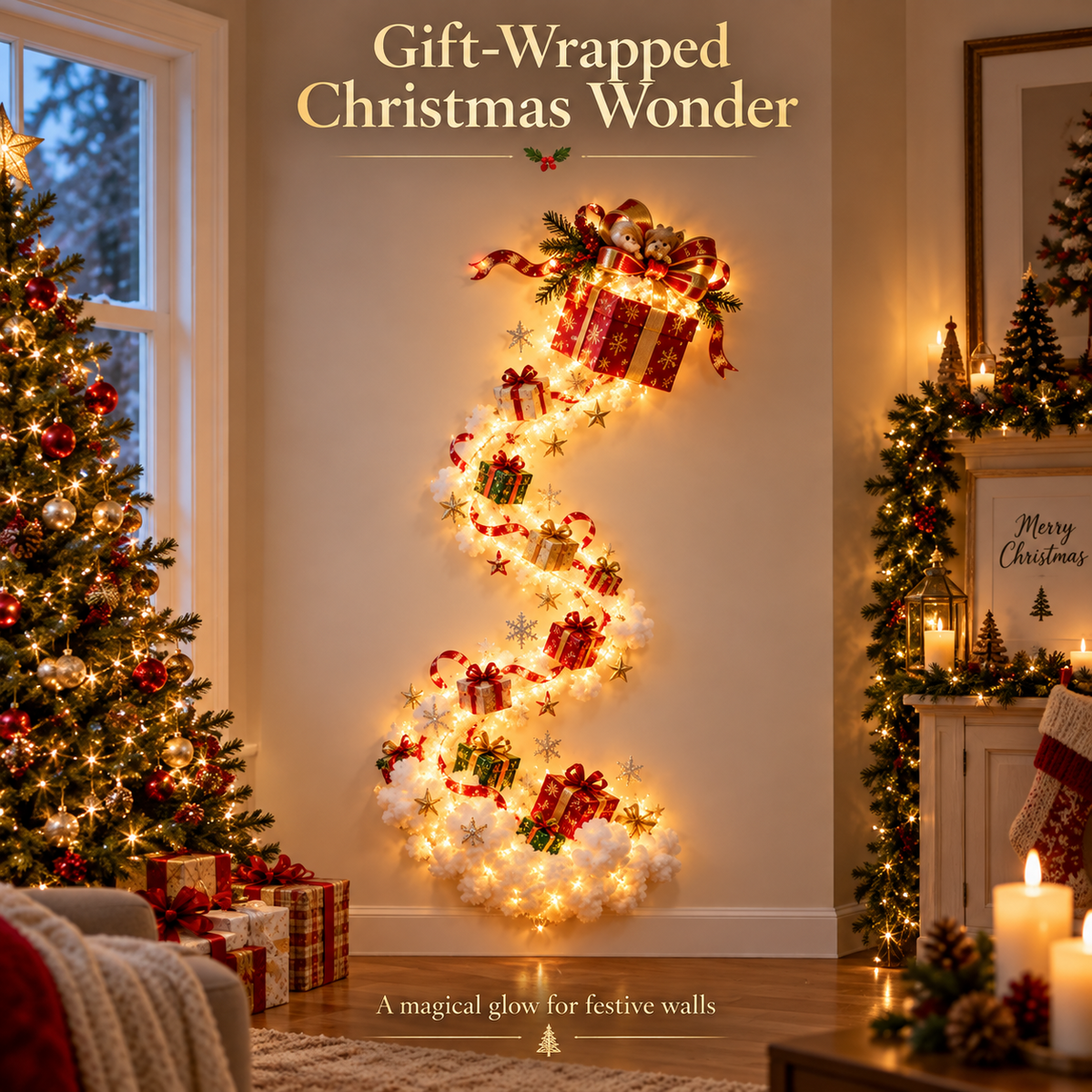 🎄 Christmas Magic Trail Wall Light – Festive LED Hanging Decor