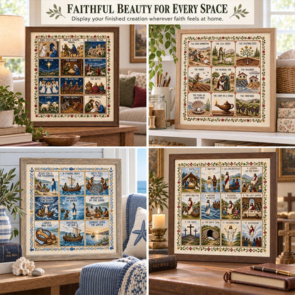 ✝️ Beginner-Friendly Life of Jesus Bible Story Cross Stitch DIY Kit | 6 Biblical Collections with Fabric, Color-Matched Floss, Needle & Pattern Guide Included 💕