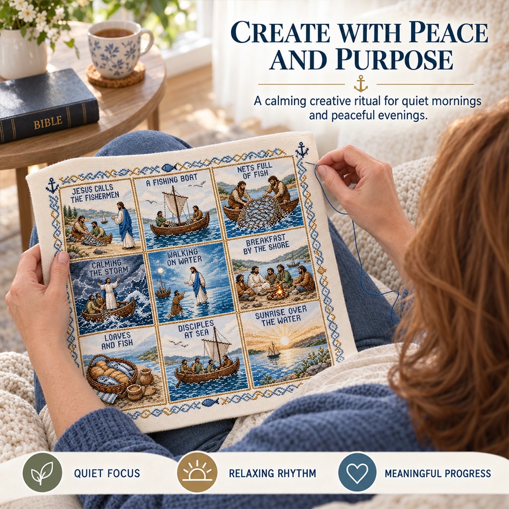 ✝️ Beginner-Friendly Life of Jesus Bible Story Cross Stitch DIY Kit | 6 Biblical Collections with Fabric, Color-Matched Floss, Needle & Pattern Guide Included 💕