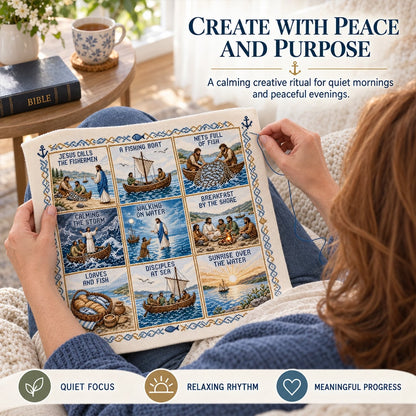✝️ Beginner-Friendly Life of Jesus Bible Story Cross Stitch DIY Kit | 6 Biblical Collections with Fabric, Color-Matched Floss, Needle & Pattern Guide Included 💕