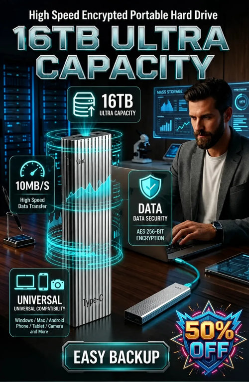 🏆Flash Sale⚡ 50K+ SOLD! Almost Gone-🔥16TB Large-Capacity Type-C Portable Mini SSD