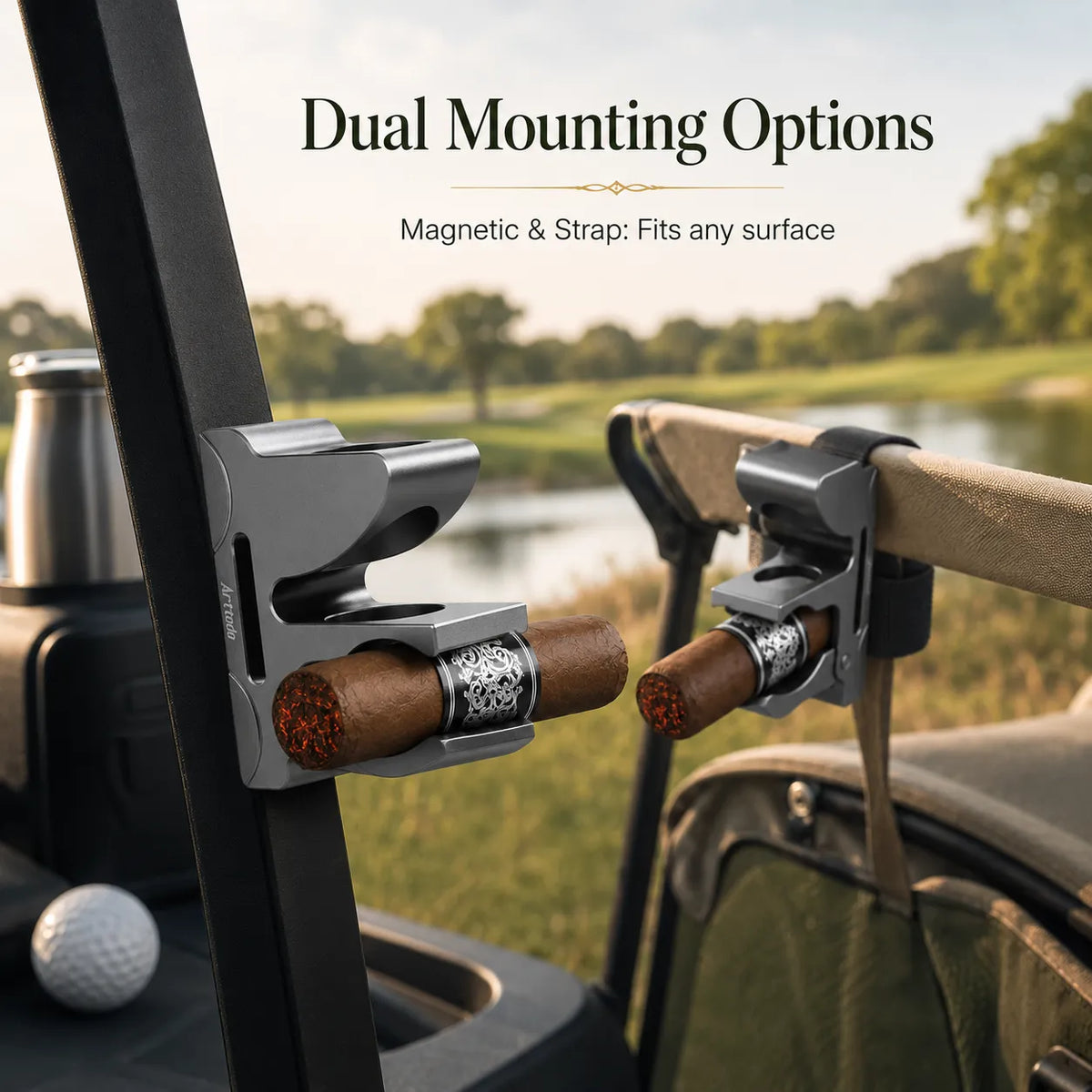 🔥Universal Magnetic Golf Cart Cigar Clip - Hands-Free Cigar Holder for Golfers, Strong Magnet Mount