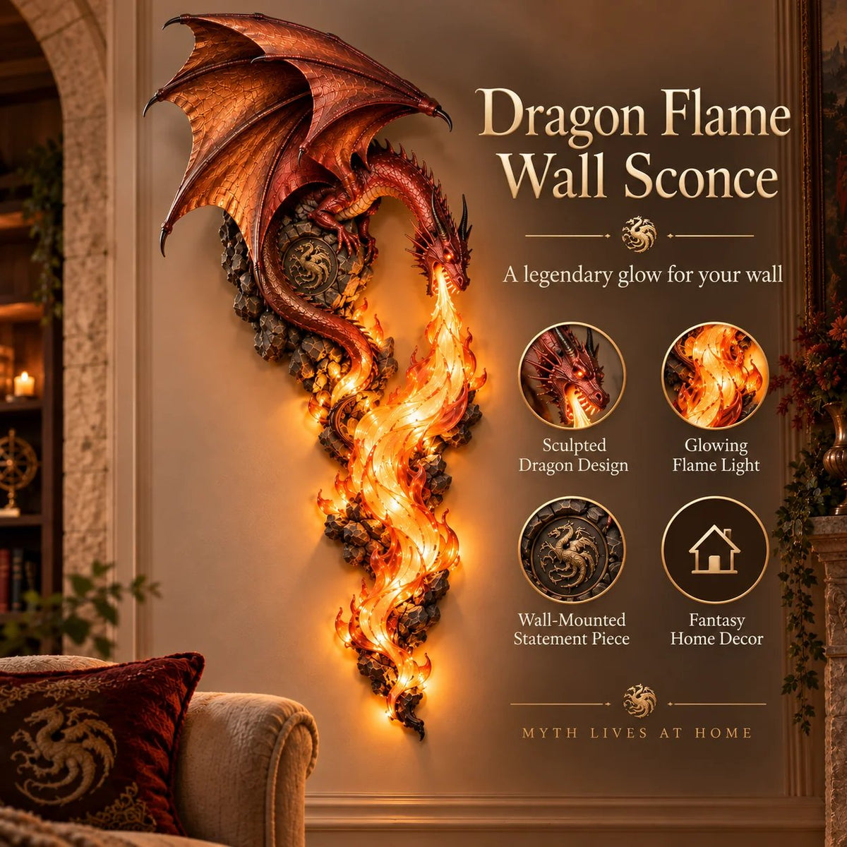 🔥😍⭐️🐉 Dragonfire Guardian Wall Sconce – A Legendary Flame Awakens On Your Wall 🔥