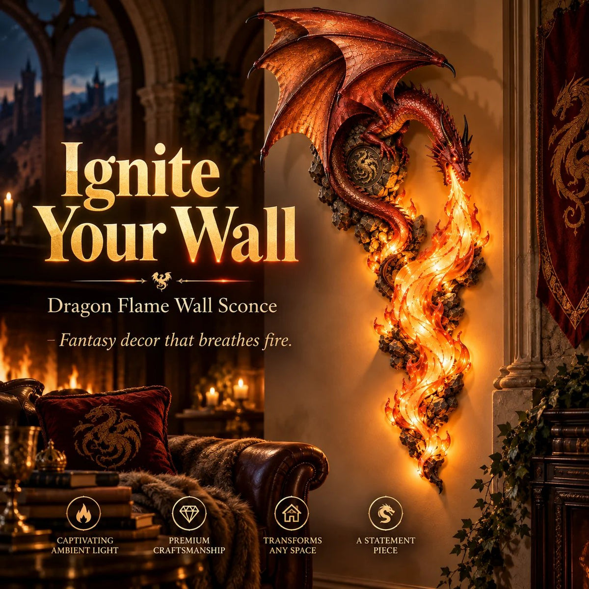 🔥😍⭐️🐉 Dragonfire Guardian Wall Sconce – A Legendary Flame Awakens On Your Wall 🔥