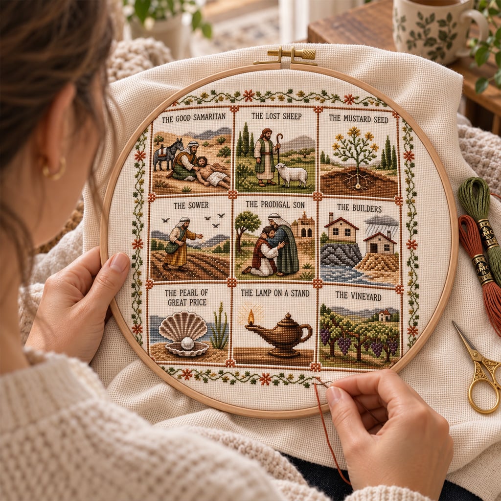 ✝️ Beginner-Friendly Life of Jesus Bible Story Cross Stitch DIY Kit | 6 Biblical Collections with Fabric, Color-Matched Floss, Needle & Pattern Guide Included 💕