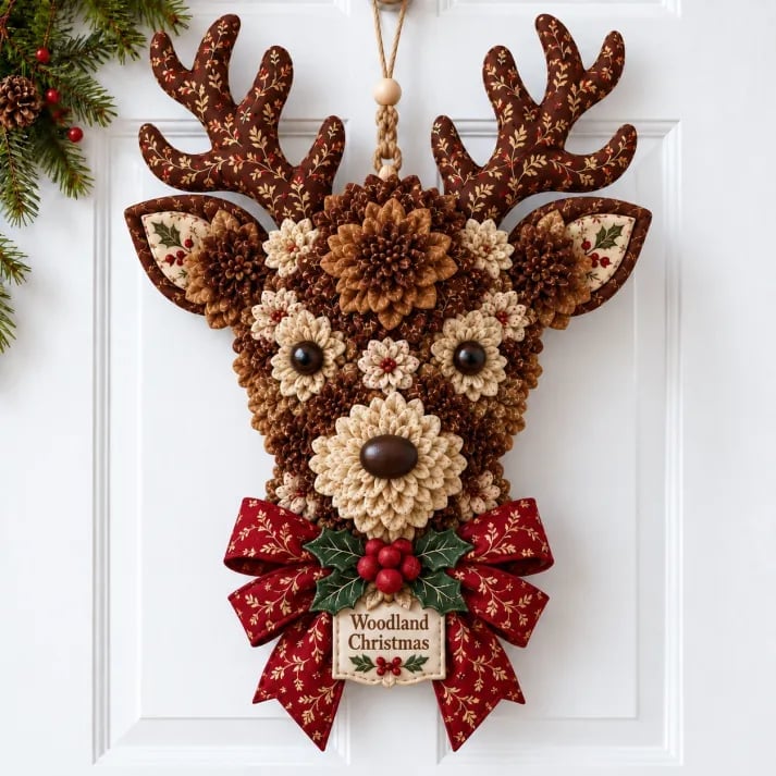 💯🎄✨Christmas Fabric Flower Door Hanging DIY Kit – Layered Holiday Décor(📦Buy 2 Free Shipping)
