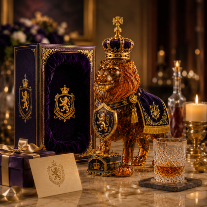 👑 87th Anniversary Royal Lion Whiskey Bottle 🦁 Regal Collector's Gift