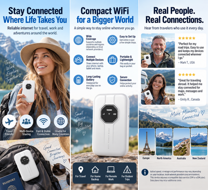 🔥[Global Coverage, High-Speed Internet Access] 🌎 Boundless Portable Wi-Fi — Stay Connected Wherever You Go🛡️