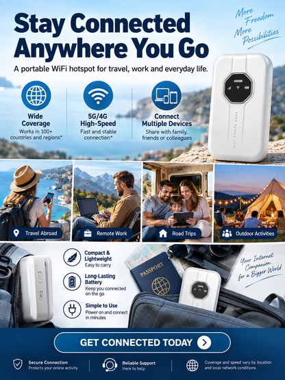 🔥[Global Coverage, High-Speed Internet Access] 🌎 Boundless Portable Wi-Fi — Stay Connected Wherever You Go🛡️