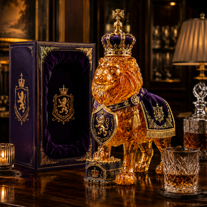 👑 87th Anniversary Royal Lion Whiskey Bottle 🦁 Regal Collector's Gift