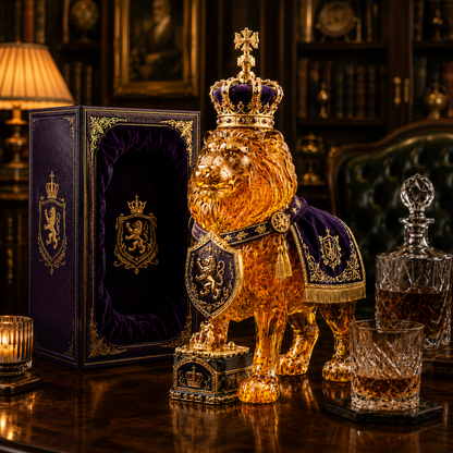 👑 87th Anniversary Royal Lion Whiskey Bottle 🦁 Regal Collector's Gift