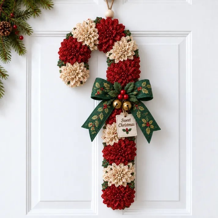 💯🎄✨Christmas Fabric Flower Door Hanging DIY Kit – Layered Holiday Décor(📦Buy 2 Free Shipping)