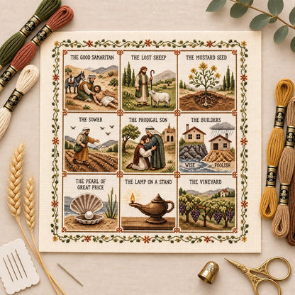 ✝️ Beginner-Friendly Life of Jesus Bible Story Cross Stitch DIY Kit | 6 Biblical Collections with Fabric, Color-Matched Floss, Needle & Pattern Guide Included 💕
