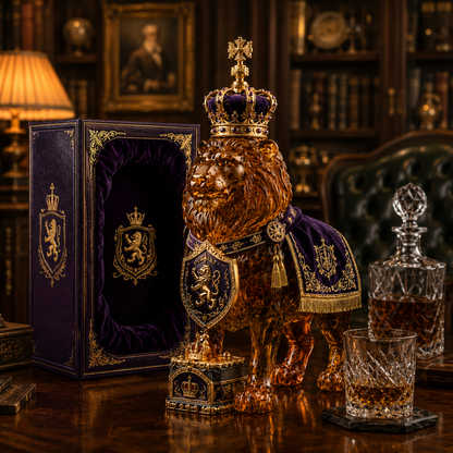 👑 87th Anniversary Royal Lion Whiskey Bottle 🦁 Regal Collector's Gift