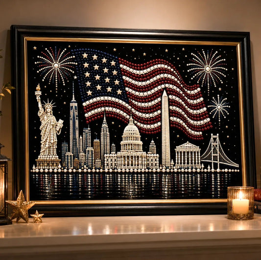 🦅America 250th Anniversary Pearl Art Kit – Stars & Stripes Skyline Limited Edition - This product is a materials kit, not a finished product