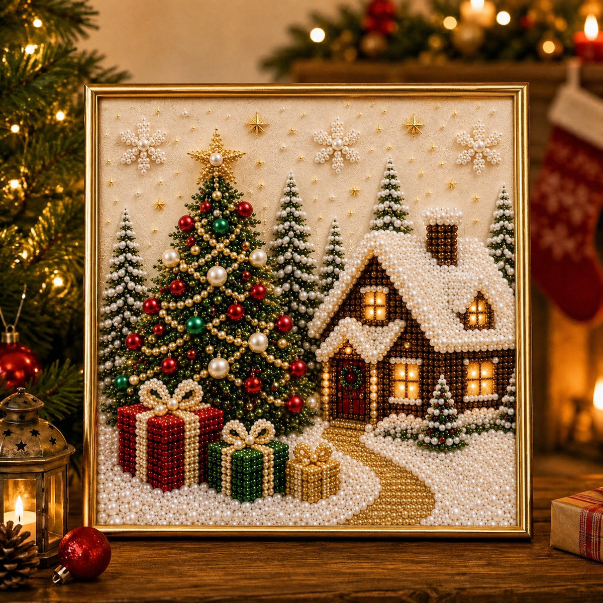 🧘Relaxing & Beginner-Friendly-🎄🎅 Premium 3D Pearl Christmas Wall Art Kit